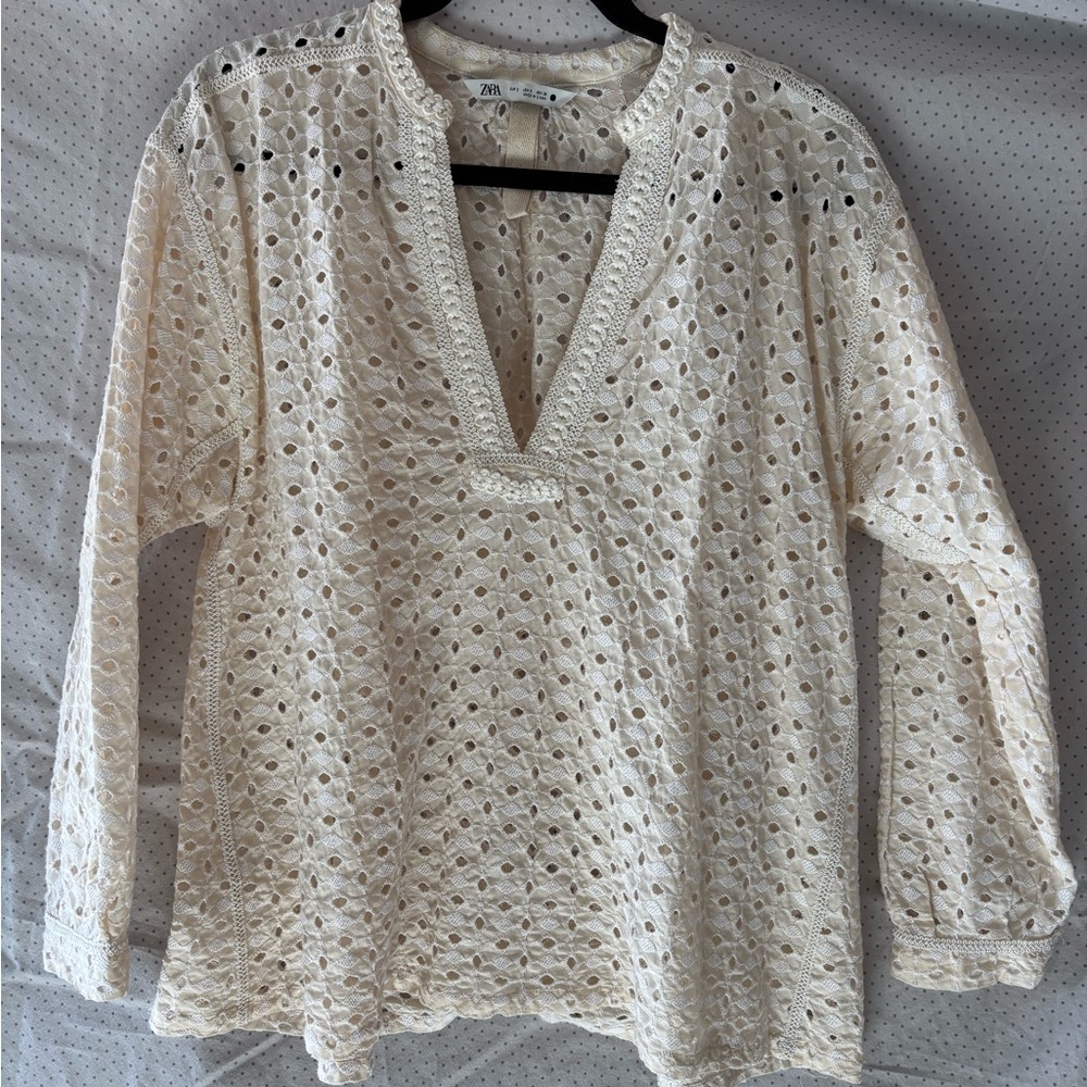 Zara Cream Lace Women's Top
